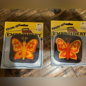 Iron-On Butterfly Embroidery Patches. Vintage